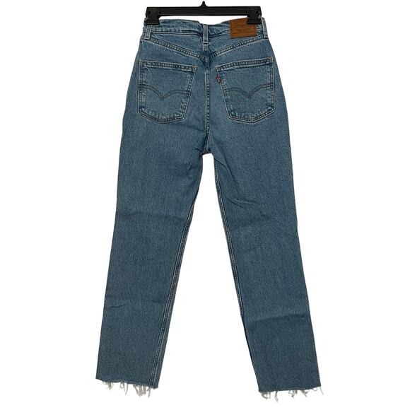 Levis Premium 70s High Rise Slim Straight Womens Jeans Size 25 Short Light Wash - Picture 4 of 15